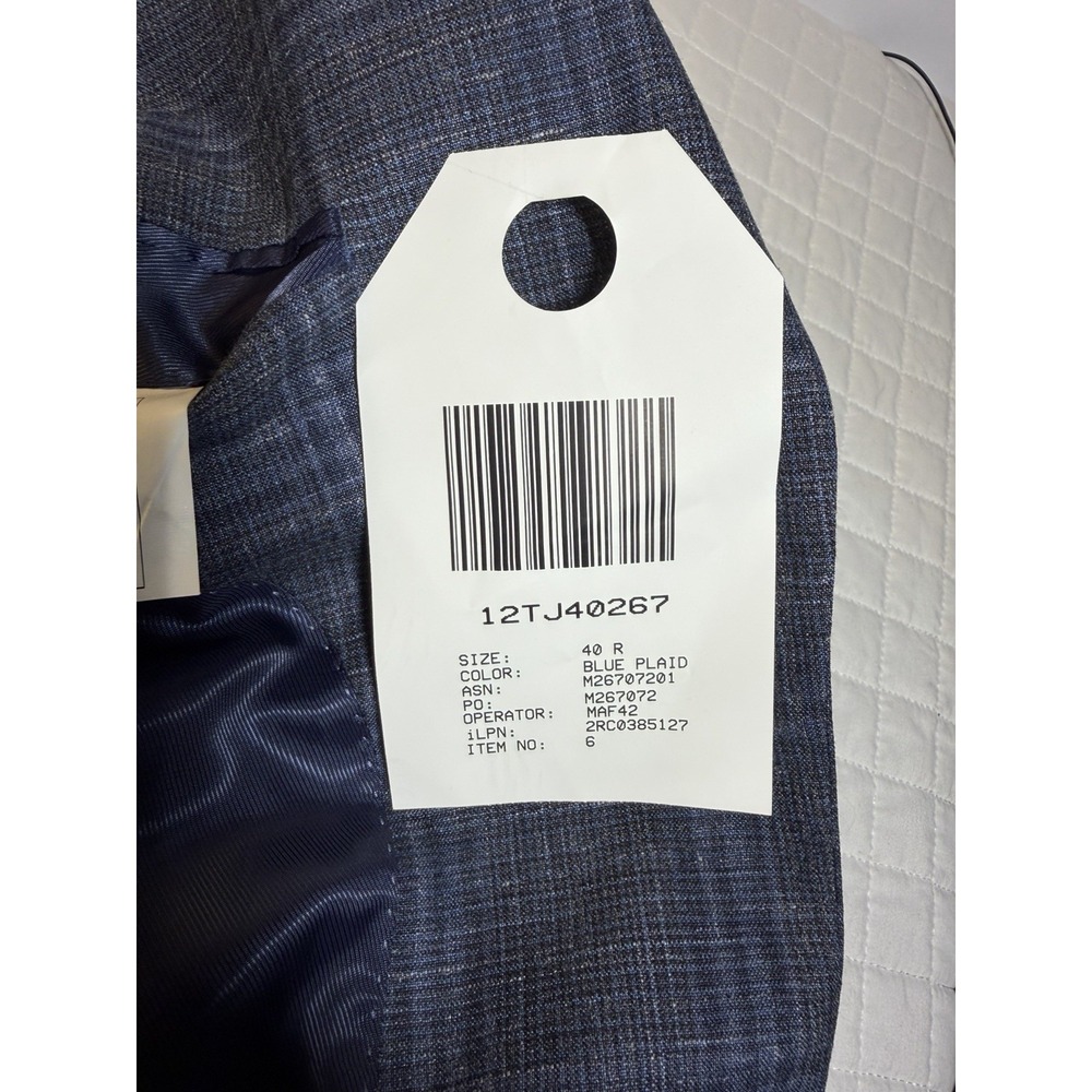 Pronto Uomo Platinum 40R Blue Plaid Sport Coat Wool Silk Linen 2 Button Blazer - Picture 9 of 14